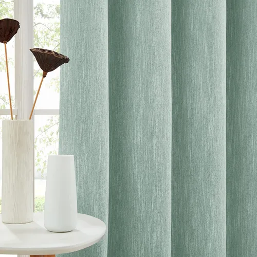 Vista 12 de Melodieux Elegantes cortinas opacas de algodón para oscurecer la habitación, para sala de estar, dormitorio, con aislamiento térmico, paneles