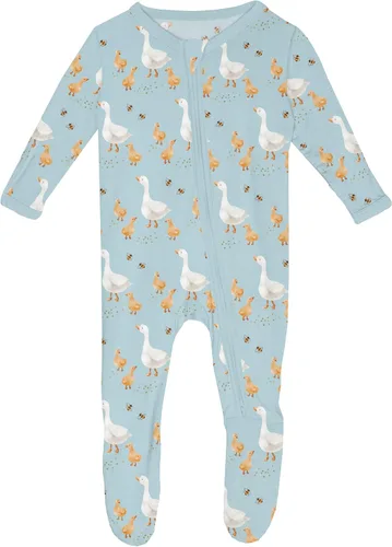 Vista 111 de KicKee Baby & Toddler - Pijama de viscosa ultrasuave de bambú con patas abatibles y puños