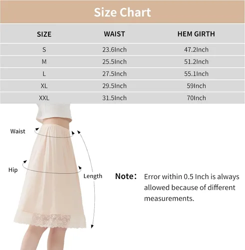 Vista 2 de Paquete de 3 medias faldas de encaje para debajo de los vestidos, falda para mujer, antiestática, medio deslizante