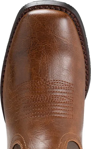 Vista 3 de IUV Botas de Vaquero para Hombre de Pie Ancho Punta Cuadrada Botas Occidentales con Bordado Clásico Duraderas Sin Cordones