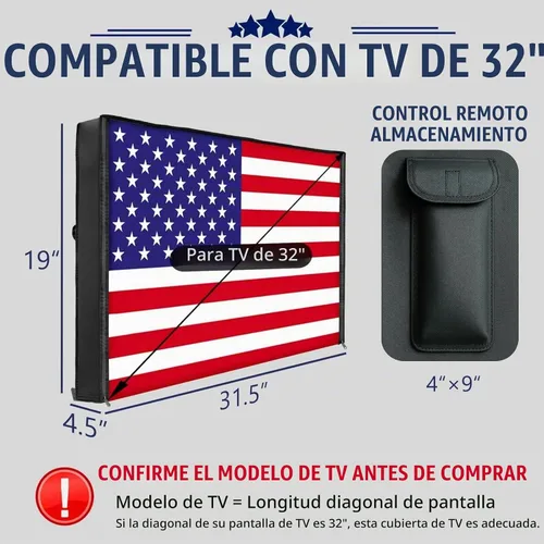 Vista 3 de IC ICLOVER Cubierta de TV al aire libre de 32 pulgadas, con cremallera