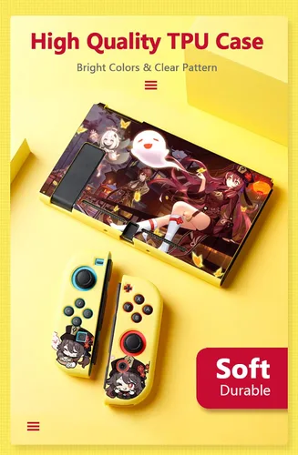 Vista 2 de Genshin Impact - Funda protectora suave para Nintendo SwitchSwitch LiteSwitch OLED con tapas de agarre para el pulgar, película templada Switch Lite