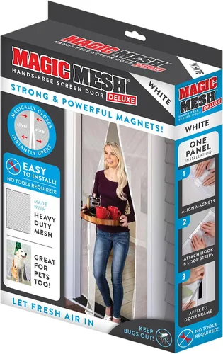 Vista 10 de Magic Mesh Deluxe, Negro Puerta mosquitera magnética, resistente, cierre magnético, red para puerta, pantalla para patio, pantalla para puerta