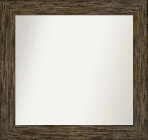 Vista 12 de Amanti Art Espejo personalizado, espejo de baño marrón Fencepost, espejo de pared o espejo de tocador de baño sobre el fregadero (27 x 27 pulgadas)