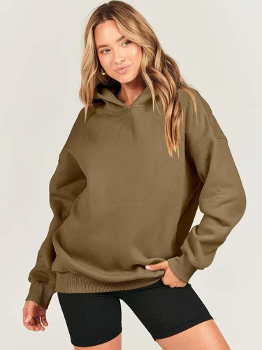Vista 5 de ANRABESS Sudaderas de gran tamaño con capucha de forro polar para mujer, sudaderas casuales de manga larga, sueltas, ropa de otoño 2023