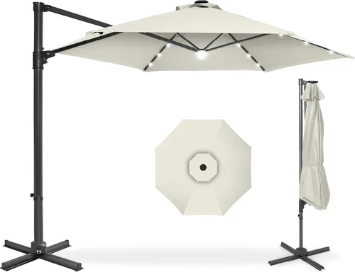 Vista 13 de Best Choice Products Sombrilla de Patio de Mercado Colgante Descentrada con LED Solar de 10 pies para Patio Trasero, Junto a la Piscina, Césped