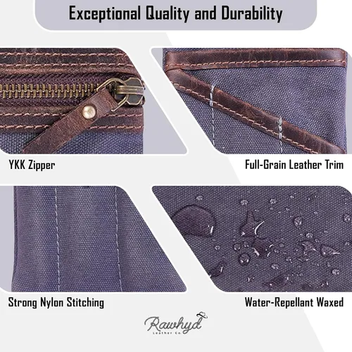 Vista 4 de Organizador de bolsillo EDC de lona encerada para hombres, bolsa de bolsillo trasero multiherramienta para teléfono/portátil, bolígrafo