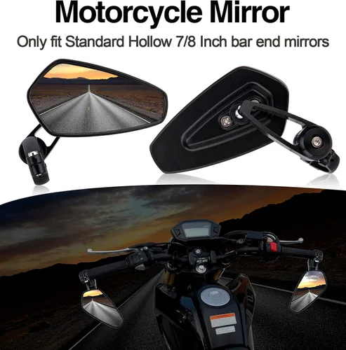 Vista 4 de Espejos de extremo de barra de motocicleta compatibles con Honda GROM MSX125 Kawasaki Z650 Z125 Z900 Z750 SV650 Yamaha MT-07 MT-03 MT-09 MT-10 FZ09