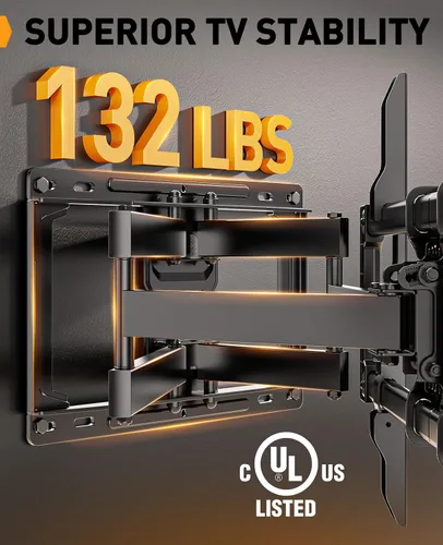 Vista 3 de Perlegear Soporte de pared para TV de movimiento completo para televisores de 42 a 86 pulgadas de hasta 132 libras 30% thicker heavy-duty