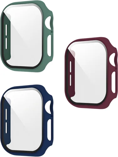 Vista 18 de Paquete de 3 fundas con protector de pantalla para Apple Watch de Negro + rosa intenso + morado oscuro