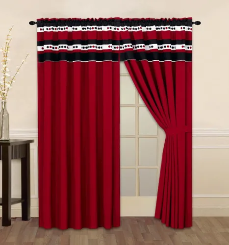 Vista 2 de Grand Linen Juego de edredón de 8 piezas, color rojo burdeos, negro, blanco, gris, tamaño Queen con estampado floral