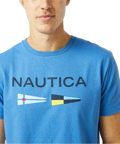 Vista 4 de Nautica Camiseta estampada con logotipo y bandera de señal para hombre