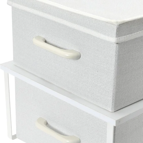 Vista 9 de Household Essentials Cajas de almacenamiento apilables con tapa laminada, juego de 2, color blanco