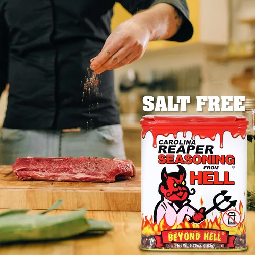 Vista 3 de Carolina Reaper Seasoning From Hell – 5.25 onzas – Sazonador gourmet picante picante de Carolina Reaper para alas de búfalo, filetes, pollo