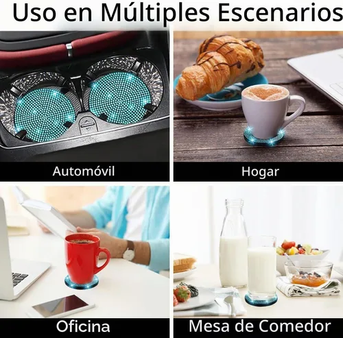 Vista 6 de NBTEPEM 2 posavasos de auto con diamantes de imitación, 2.75 pulgadas, antideslizantes, a prueba de golpes, universal, a la moda, para auto