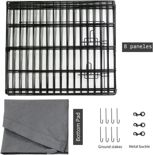 Vista 6 de PETIME - Corral plegable de metal para ejercicio de perros/Parque de juegos para cachorros con 8 paneles para interior/exterior, valla de patio