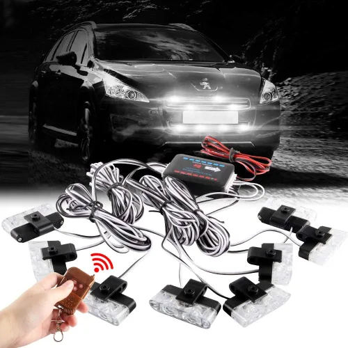 Vista 10 de Sidaqi 4 en 1 12V Estrobo de Emergencia Advertencia Rejilla Luces de Precaución Luces de Flash Para Coche Camión DRL Ambulancia Luces de Policía