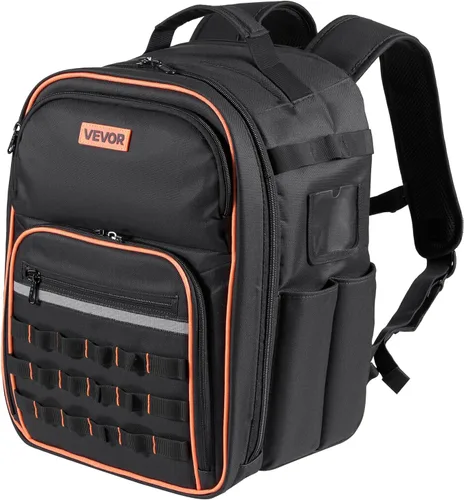 Vista 9 de VEVOR Mochila de Herramientas, 49 Bolsillos, Organizador de Almacenamiento de Herramientas de Servicio Pesado, Bolsas de Trabajo Mochila