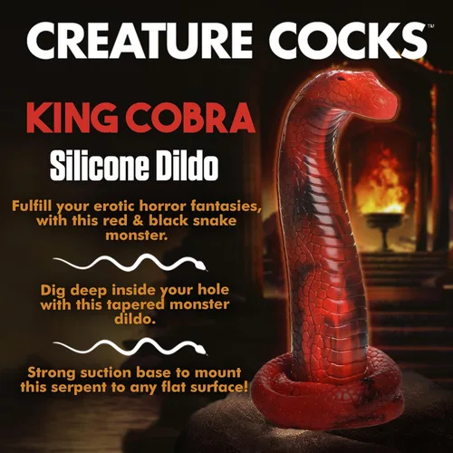 Vista 3 de CREATURE COCKS King Cobra - Consolador de silicona para hombres, mujeres y parejas. Firme y flexible, base de succión fuerte, consolador