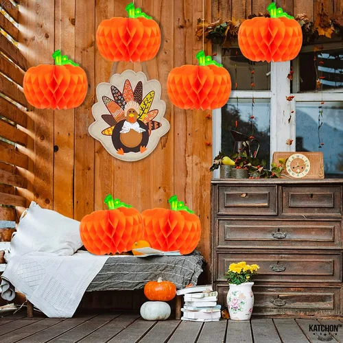 Vista 9 de KatchOn Centros de mesa de calabaza de 10 pulgadas, paquete de 6 2-Naranja