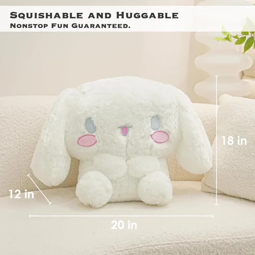 Vista 5 de Juju - Peluche Kawaii blanco (20 pulgadas), lindos animales de peluche kawaii, peluches grandes de peluche, peluches grandes, lindos peluches