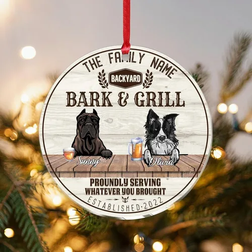 Vista 14 de SILYHEART Presa Canario & Welsh Hound Christmas Acrylic Ornaments Pet Dog Ceramic Christmas Keepsake Family Dog Name Funny Craft Hanging Ornaments