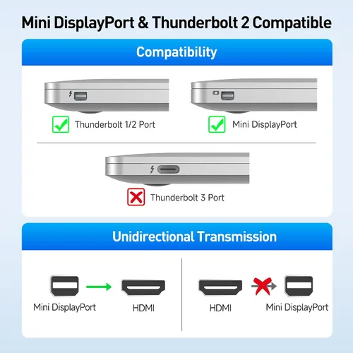 Vista 8 de Cable Matters Adaptador Mini DisplayPort a HDMI (Mini DP a HDMI) en negro - Compatible con Thunderbolt y Thunderbolt 2