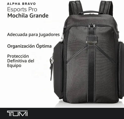 Vista 2 de TUMI Alpha Bravo Esports Pro Mochila grande, se adapta a portátiles de 15