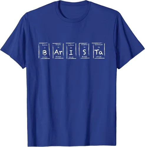Vista 37 de Barista Espresso Latte Cappuccino Coffee Periodic Table T-Shirt Asphalt Grey