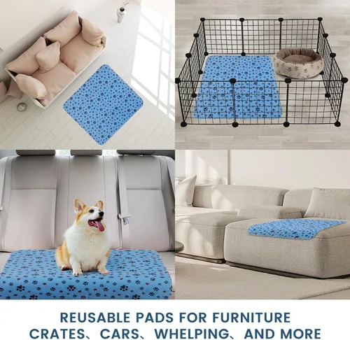 Vista 5 de Almohadillas Lavables para Orina para Perros, Paquete de 2 Extra Grandes de 36"x54" Súper Absorbentes Almohadillas Reutilizables para Cachorros