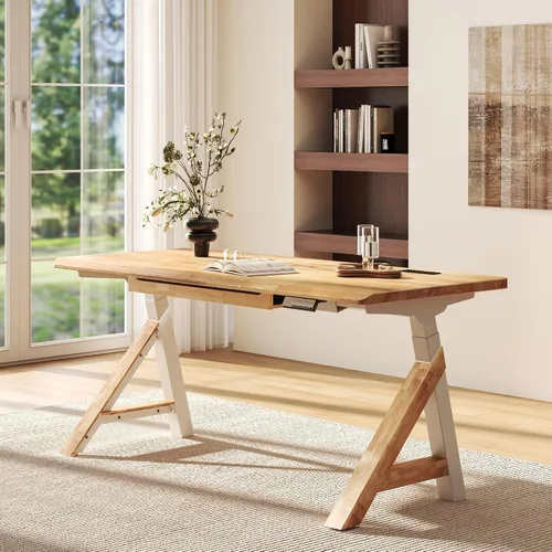 Vista 21 de FLEXISPOT WoodiX - Escritorio ejecutivo de pie de madera maciza