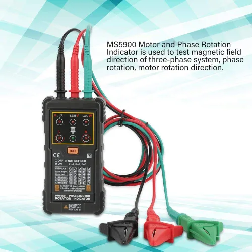 Vista 6 de Probador de rotación de motor trifásico portátil de mano Probador de rotación de motor para instalar reparación mantenimiento sistema trifásico