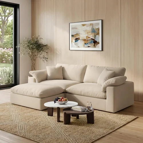 Vista 20 de Sofá modular modular con asiento profundo extra cómodo, sofás modernos negros para sala de estar, apartamento, oficina, espacio pequeño
