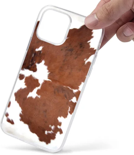 Vista 2 de Funda transparente para iPhone 14 con diseño de animales de granja impresos de piel de vaca occidental para niñas y mujeres, a prueba de golpes