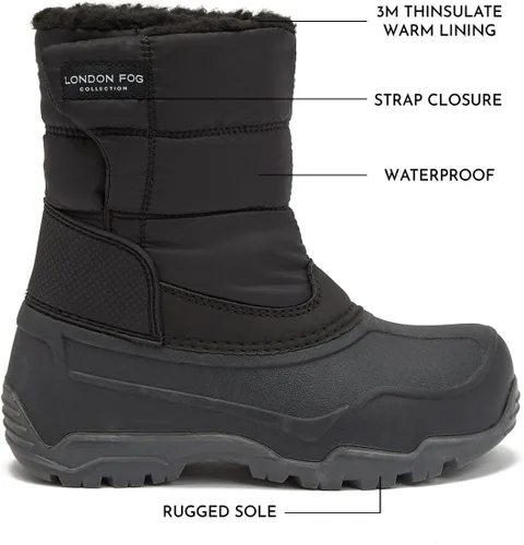 Vista 2 de London Fog Jett Botas de nieve para niños, botas de nieve de invierno aisladas para niños y niñas, tallas de 11 a 5