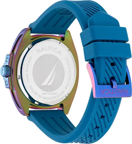 Vista 2 de Nautica Reloj de correa de silicona azul Tin Can Bay para hombre (Modelo NAPTCF201), Azul, Moderno