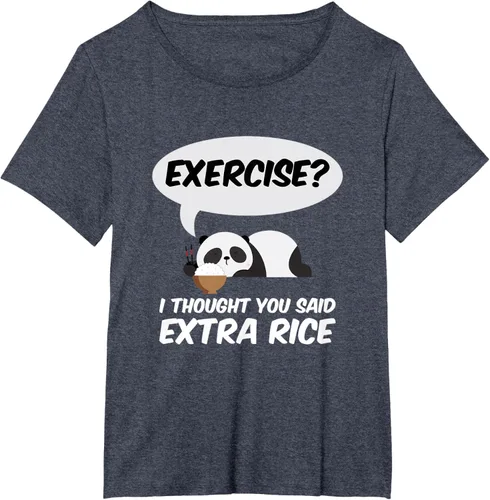 Vista 54 de ¿Ejercicio? I Thought You Said Extra Rice Panda Gift T-Shirt, Negro, S