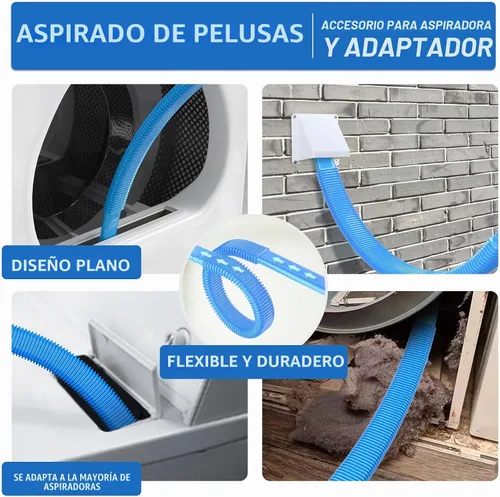 Vista 2 de PetOde Kit Limpiador de Conducto de Secadora de 32 Pies, Kit de Limpieza de Conducto de Secadora Removedor de Pelusa con Cepillo de Conducto