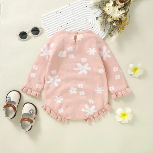 Vista 6 de SAYOO Mameluco de punto unisex para bebé, niña, niño, overol de punto a cuadros, de una pieza, suéter con botones
