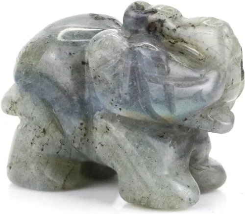 Vista 15 de Estatua de elefante de cristal de piedra de sangre de África, estatua de elefante de bolsillo de 1.5 pulgadas para curación Reiki, regalo