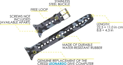 Vista 14 de Cressi Genuine Watchband, Screen Protector Replacement for Big-Screen Dive Computer - Original Spare Parts