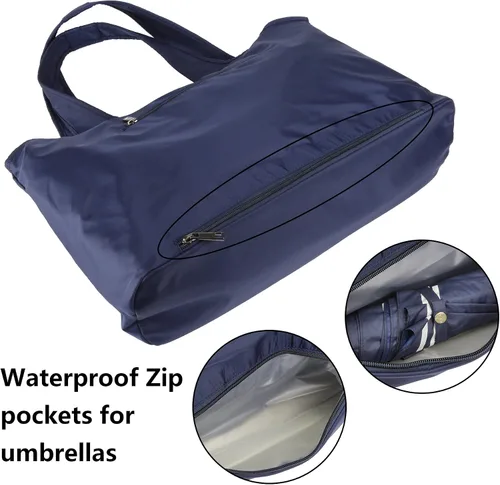 Vista 5 de ZOOEASS - Bolso grande de hombro para mujer, impermeable, multifunción, de nailon, para viaje