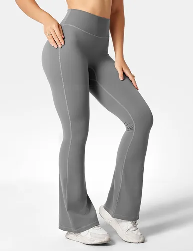 Vista 5 de YEOREO Leggings acampanados para mujer, pantalones de yoga Lynnie Bell Bottom de cintura alta, control de abdomen, leggings de entrenamiento