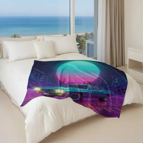 Vista 6 de Cyber Synthwave GTO Neon Retro Flannel Blanket, Super Soft Cozy Bed Throw, Versatile Throw Blanket for Bedroom & Sofa Decor (04,30 x 40in)