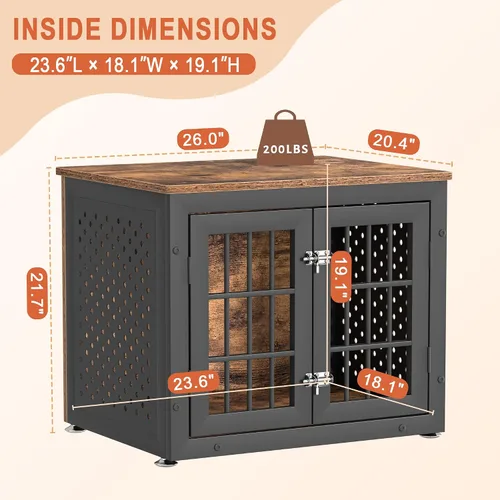 Vista 5 de rehomerance Jaula/Mueble de Servicio Pesado de 26" para Perros Pequeños, Perrera de Metal para Perros con Alta Ansiedad, Jaula para Mascotas a