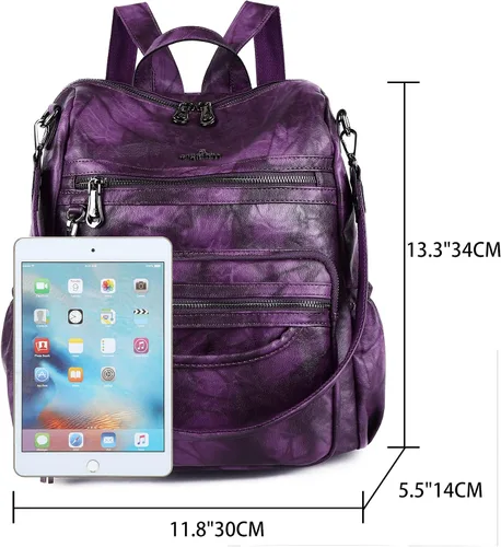 Vista 50 de Bolsos mochila monedero de piel sintética para mujer, bolsas con zíper, mochilas de hombro casuales