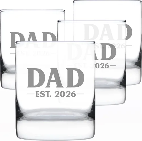 Vista 24 de Dad Est 20XX personalizado – Nuevo padre whisky rocas regalo de cristal para padres primerizos – Gafas personalizadas atrevidas de 10.25 onzas