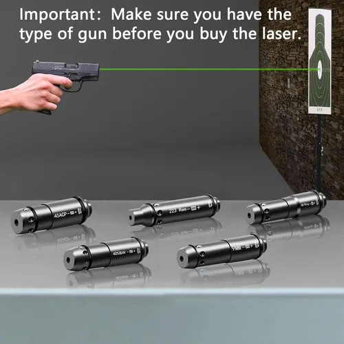 Vista 6 de AIMINGMATE Cartucho de entrenamiento láser verde 223 Rem0.354in45ACP40S&W357Slg380ACP para práctica de entrenamiento de fuego seco, incluye tapa