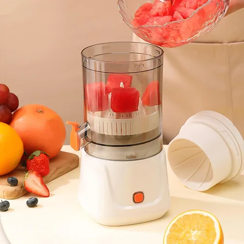 Vista 3 de Exprimidor eléctrico de cítricos, máquina exprimidora automática recargable inalámbrica, exprimidor de naranja con boquilla fácil de verter