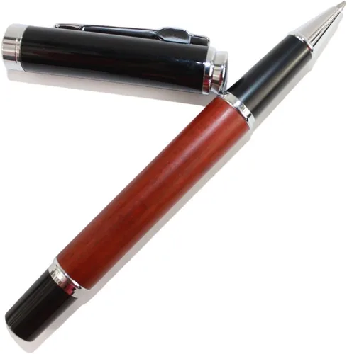 Vista 4 de Gullor Noble Jinhao 8802 bolígrafo de madera roja con tapa negra